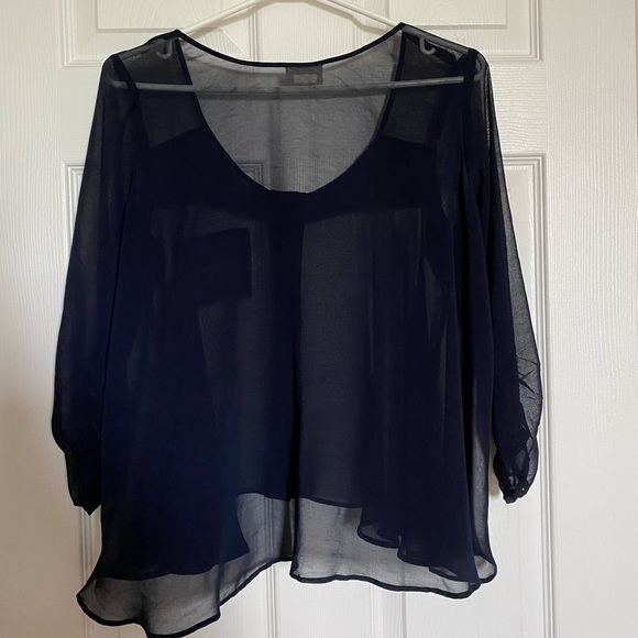 Pretty Good sheer navy blouse - Picture 2 of 3